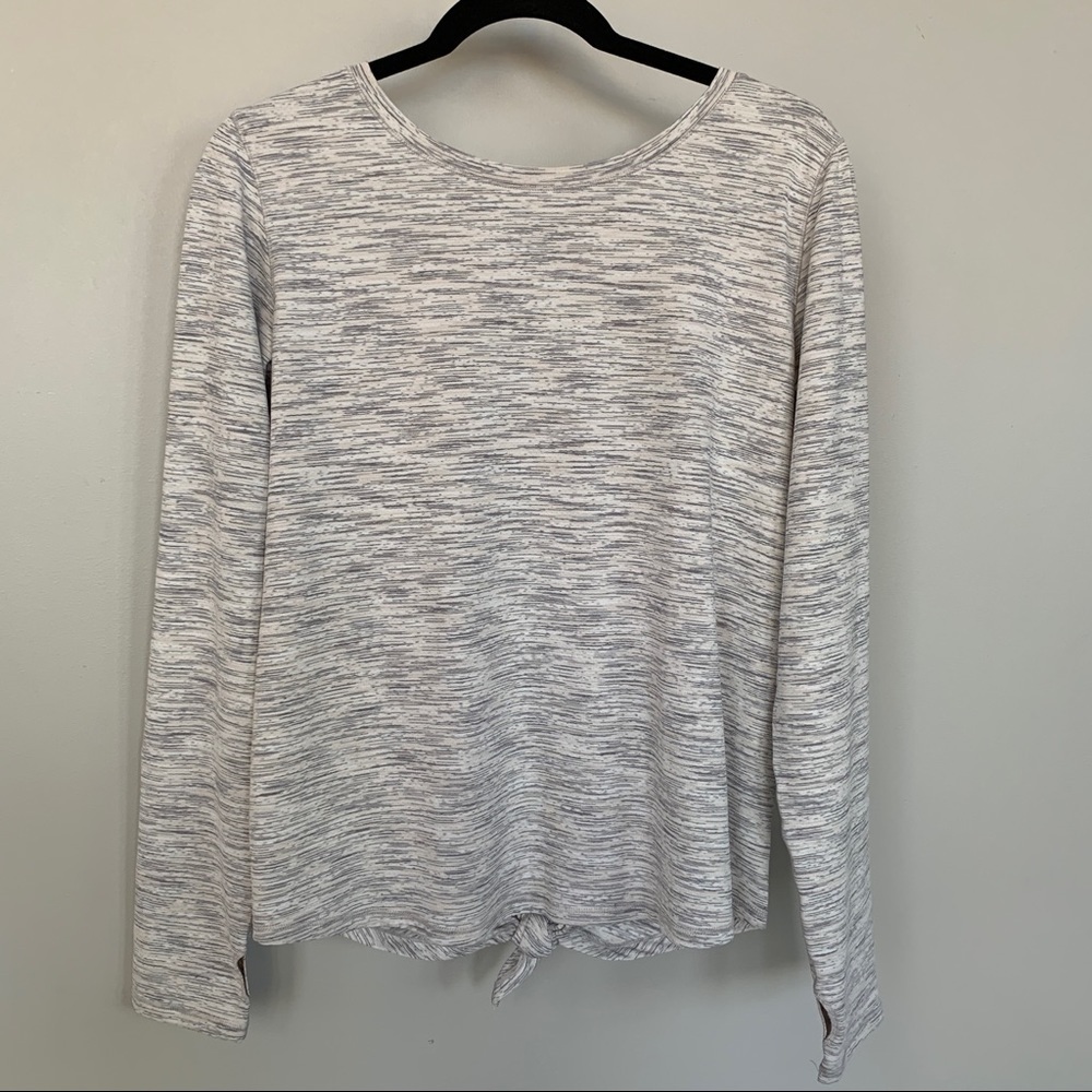 Zyia Active Ash Split Back Long Sleeve Tie Back Yoga Top Size XXL